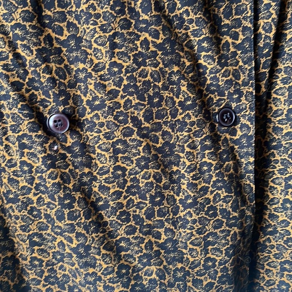 Vintage rayon brown black floral printed double breasted button blouse - Picture 5 of 8